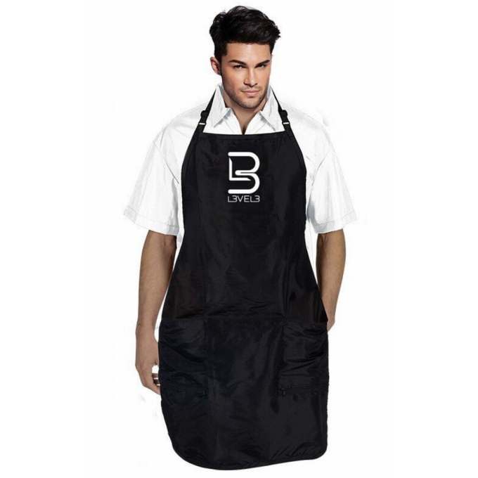 L3VEL3 černá barber zástěra