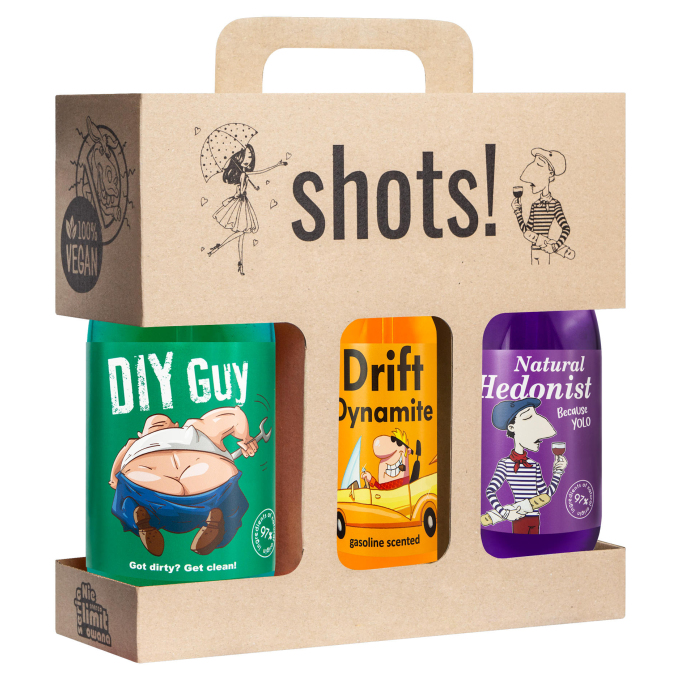 LaQ Shots! Mens sada sprchových gelů 3 x 500 ml