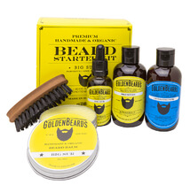 E-shop Golden Beards Big Sur balzám na vousy 60 ml + olej na vousy 30 ml + šampon na vousy 100 ml + kondicionér na vousy 100 ml + kartáč na vousy dárková sad
