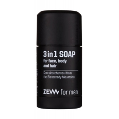 E-shop Zew For Men přírodní tuhé mýdlo na obličej, tělo a vlasy 3 v 1 (Contains Charcoal from the Bieszczady Mountains) 85 ml