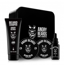 Angry Beards The Traveller olej na vousy 30 ml + balzám na vousy 50 ml + vosk na vousy 30 ml + šampon na vousy 250 ml sada na vousy