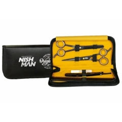 Nishman Scissors Set barber set nůžek, efilačních nůžek, hřeben a břitvy na vyměnit. žiletky